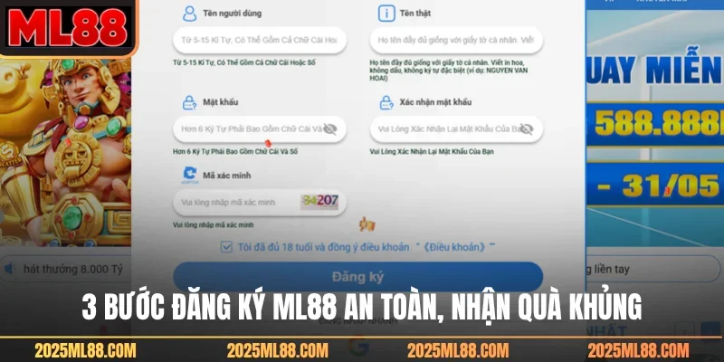 3 bước đăng ký ML88 an toàn, nhận quà khủng