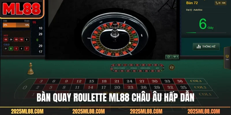 Bàn quay roulette ML88 châu Âu hấp dẫn