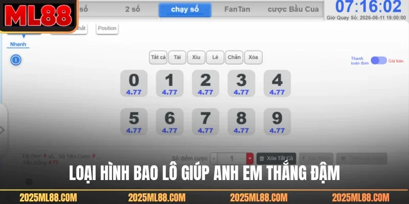 Loại hình bao lô giúp anh em thắng đậm