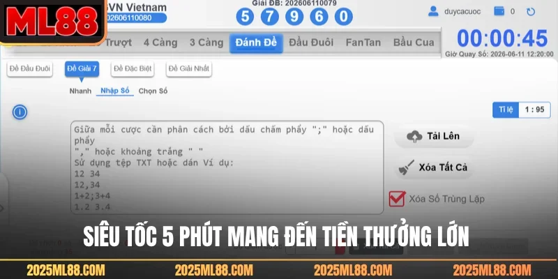 Siêu tốc 5 phút mang đến tiền thưởng lớn