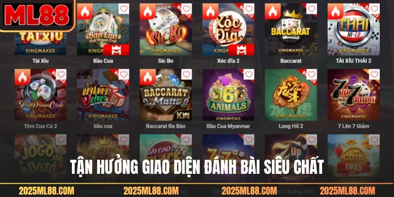 Tận hưởng giao diện đánh bài siêu chất